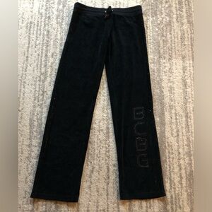 RARE Vintage Y2K BCBG MaxAzria Sequined Velour Track Pants In Black Size Medium